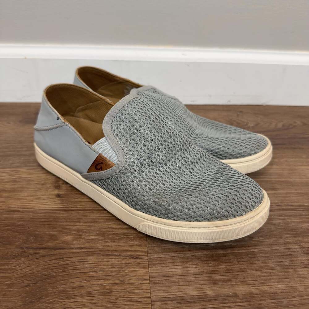 OluKai Pehuea Slip On Shoes Womens Size 7 Gray Mesh Drop-in Heel